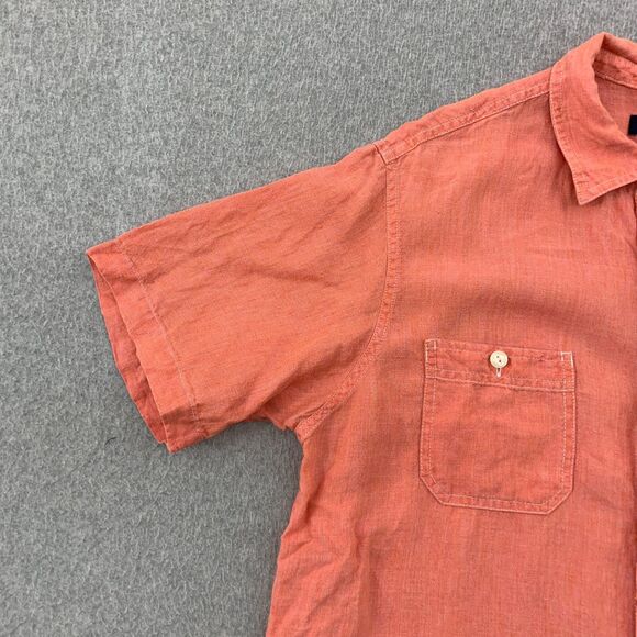 Daniel Cremieux Button Shirt Mens Medium Linen Short Sleeve Salmon Color - Picture 4 of 13